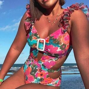 Vibrant Floral Kids Swimsuit